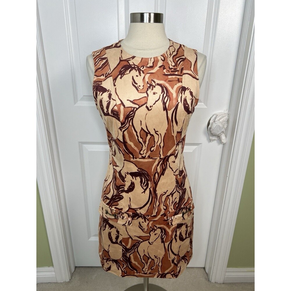 Steve Madden Dress Horse Print Faux Suede Equestrian Western Mini EUC Size 6